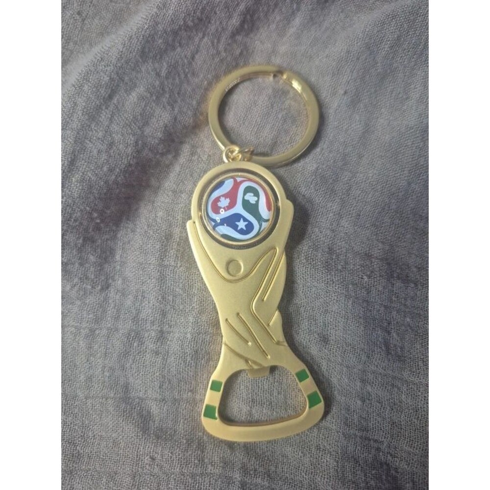 Official FIFA / Soccer Tournament Themed Gold Metal Bottle Opener Keychain